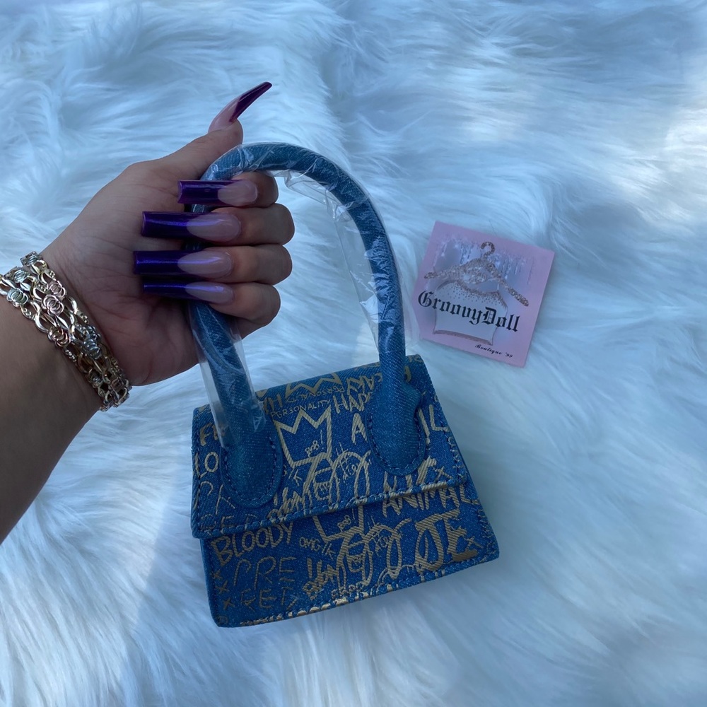 “Graffiti Denim” Mini swing bag